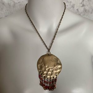 2/$20 Boho Hammered Metal Beaded Pendant Necklace